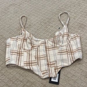 Nwt cream & tan plaid corset
